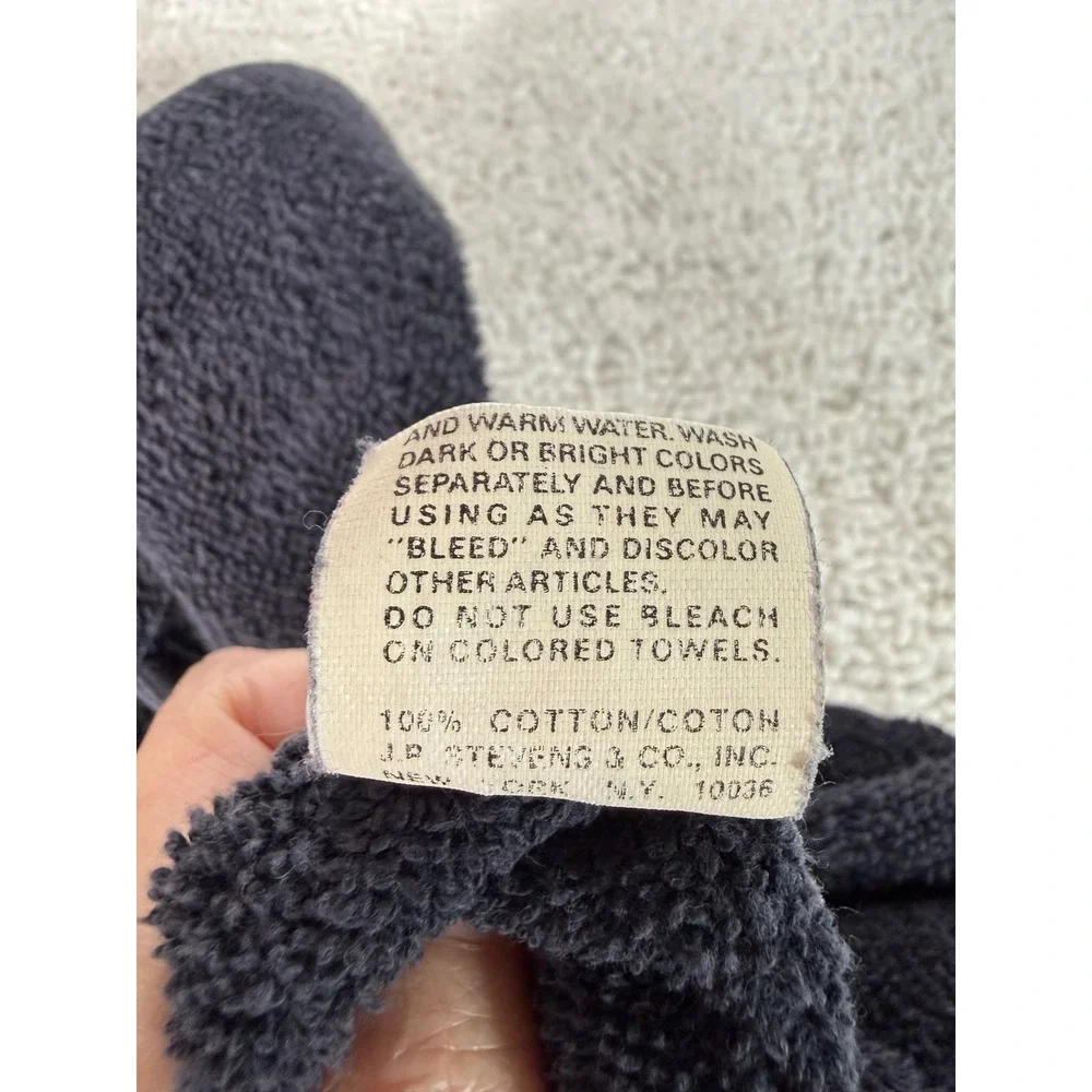 Stevens Dark Blue Hand Towel with Adorable Cat Print Trim Lace Accent‎